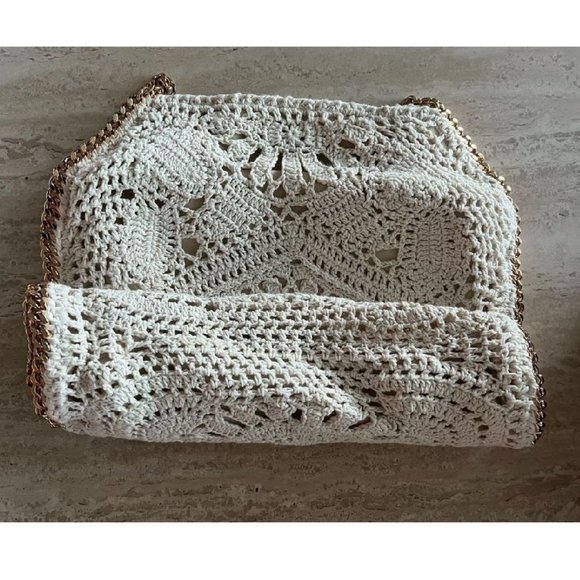 Stella McCartney Cotton Crochet Ajouree Small Tote Butter Cream Handbag Bag New - Picture 5 of 6